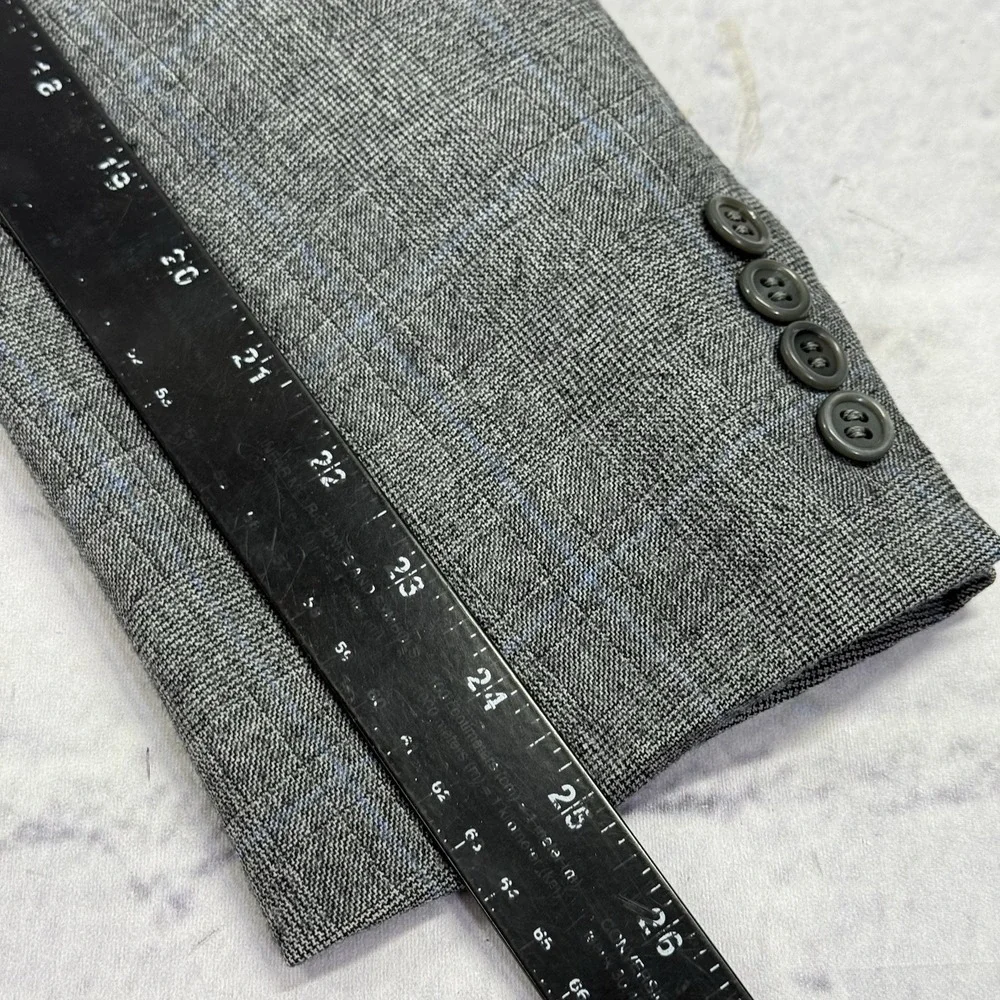 VTG Hickey Freeman Suit 42L Pure Wool Gray‎ Glen Check 36L Pants USA 90s